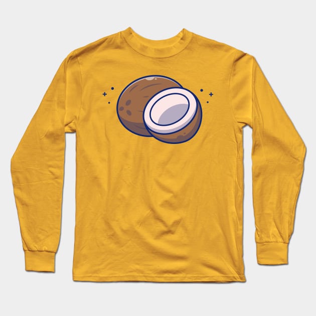 Coconut And Slices Of Coconut Cartoon Long Sleeve T-Shirt by Catalyst Labs